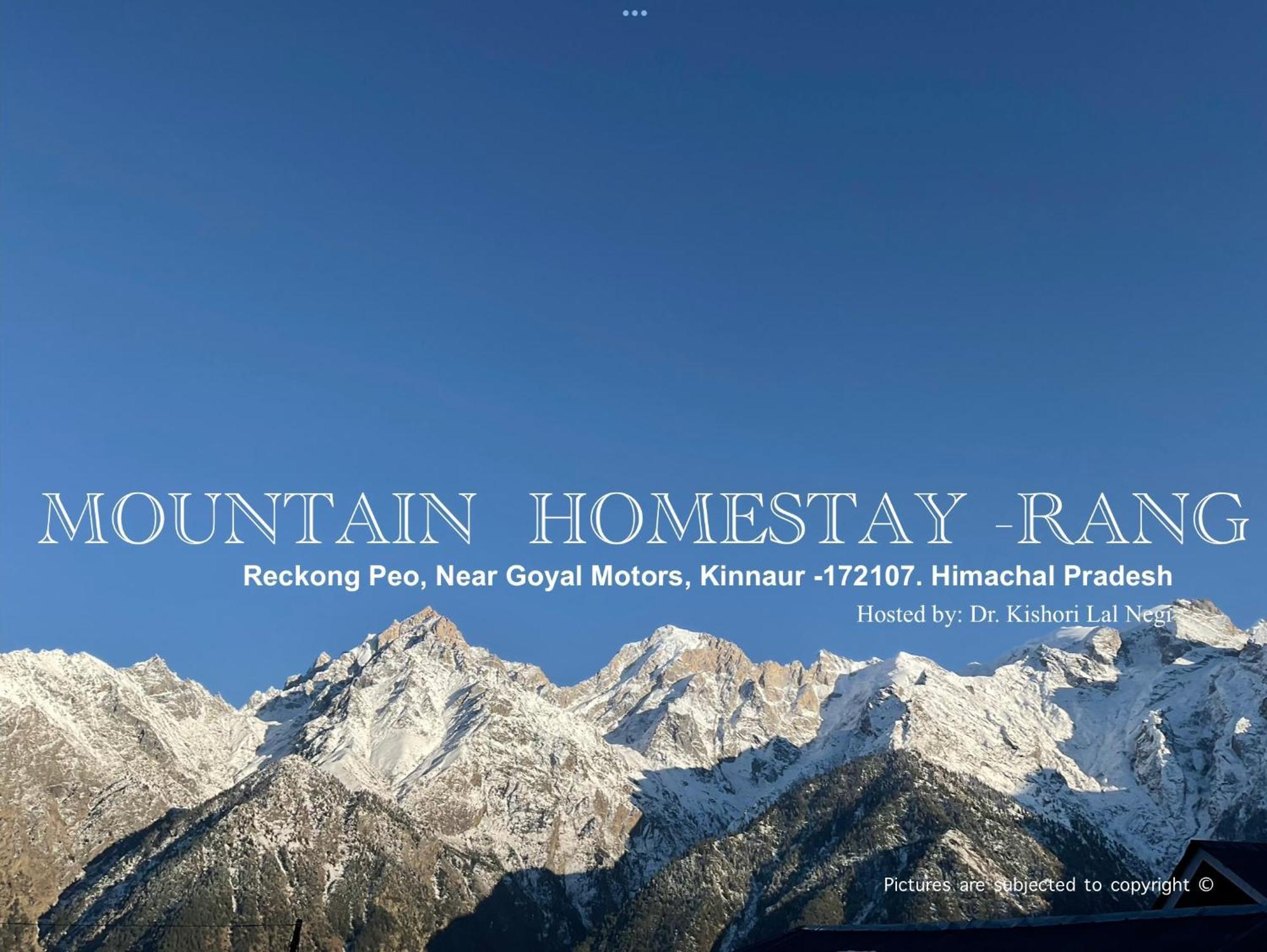 Mountain Home Stay -Rang, At Reckong Peo - Kalpa, Near Goyal Motors, Way To Petrol Pump At Itbp Quarters Exteriér fotografie